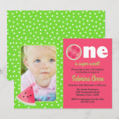 Watermelon First Birthday One ist süßes Foto Einladung (Vorne/Hinten)