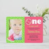 Watermelon First Birthday One ist süßes Foto Einladung (Stehend Vorderseite)