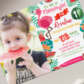 Watermelon Flamingo Birthday Foto Einladung