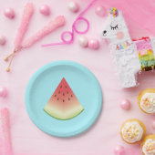 Watermelon Frucht Slice On Blue Pappteller (Party)