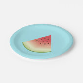 Watermelon Frucht Slice On Blue Pappteller (Schrägansicht)