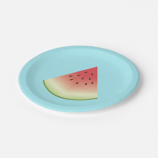 Watermelon Frucht Slice On Blue Pappteller (Schrägansicht)