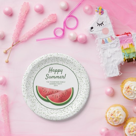 Watermelon Fruit Slices Family Summer Party Pappteller (Party)