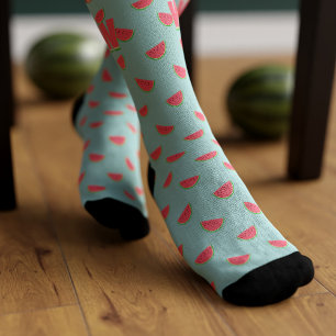 Watermelon Fruit Slices Muster Aquamarine Sommerso Socken