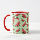 Watermelon Fruit Slices Muster auf grünem Tasse (Links)