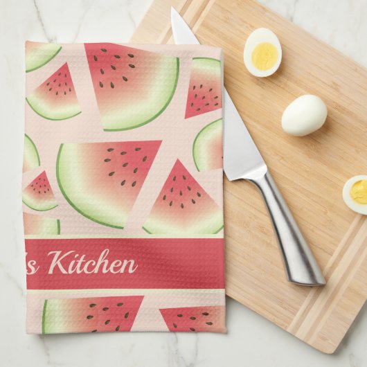 Watermelon Fruit Slices Muster und Custom Text Geschirrtuch (Viertel Falte)