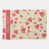 Watermelon Fruit Slices Muster und Custom Text Geschirrtuch (Horizontal)