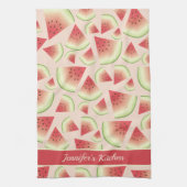 Watermelon Fruit Slices Muster und Custom Text Geschirrtuch (Vertikal)