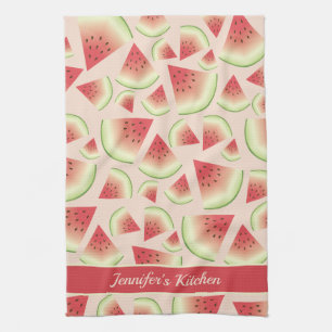 Watermelon Fruit Slices Muster und Custom Text Geschirrtuch