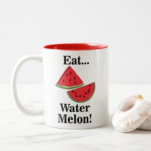 Watermelon Funny Summer Fruit Zweifarbige Tasse (Mit Donut)