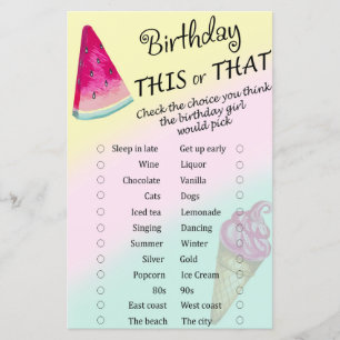 Watermelon Geburtstag dieses oder jenes Spiel