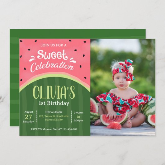 Watermelon Geburtstag Einladung (Vorne/Hinten)