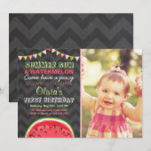 Watermelon Geburtstag Einladung Sonne Sommer Party (Vorne/Hinten)