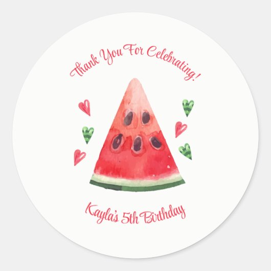 Watermelon Geburtstag Einladungen Runder Aufkleber (Vorderseite)