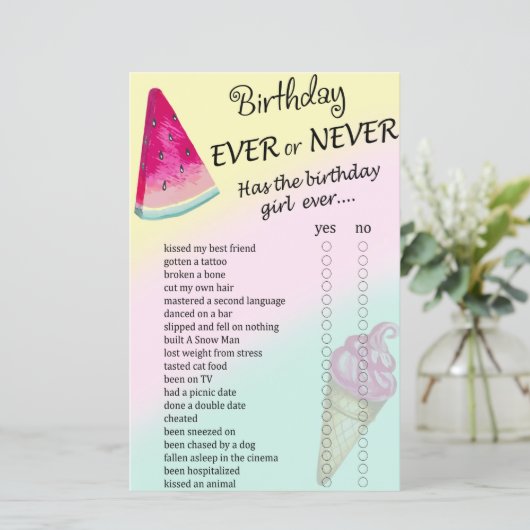 Watermelon Geburtstag jedes Spiel oder nie (Stehend Vorderseite)