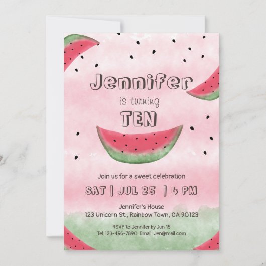 Watermelon Geburtstagseinladungen Einladung (Vorderseite)