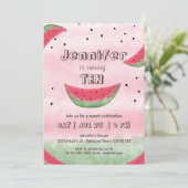 Watermelon Geburtstagseinladungen Einladung (Stehend Vorderseite)