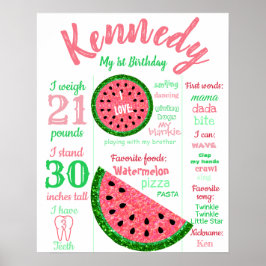 Watermelon Geburtstagsgedicht, Meilenstein-Tafel Poster