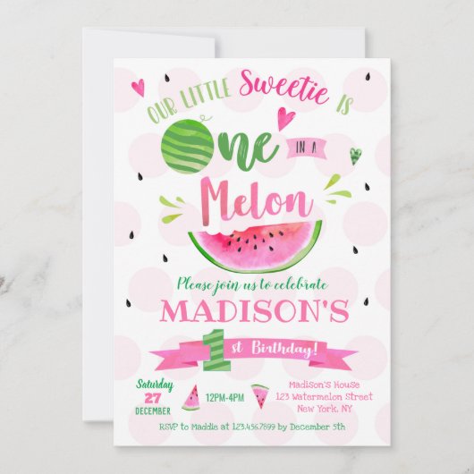 Watermelon Geburtstagsparty Einladungen (Vorderseite)