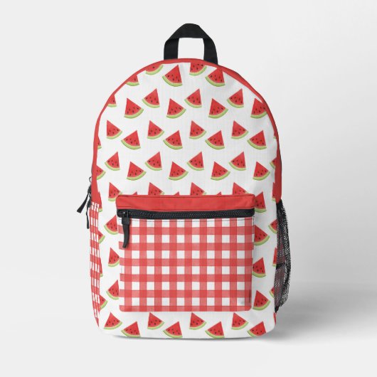 Watermelon Gingham Bedruckter Rucksack (Vorderseite)