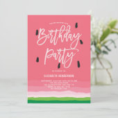 Watermelon Gradient Modern Birthday Party Einladung (Stehend Vorderseite)