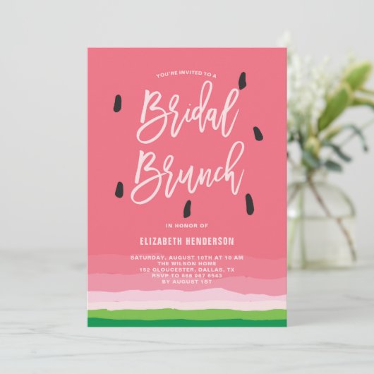 Watermelon Gradient Modern Bridal Brunch Einladung (Stehend Vorderseite)
