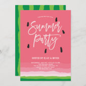 Watermelon Gradient Modernes Summer Party Einladung (Vorne/Hinten)