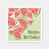 Watermelon Green Happy Birthday Napkins Papier Serviette (Vorderseite)