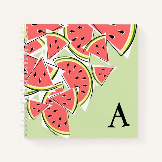 Watermelon Green Monogram Notizblock (Vorderseite)