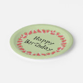 Watermelon Green Pieces Circle Happy Birthday Pappteller (Schrägansicht)
