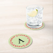 Watermelon Green Pieces Circle Monogram Runder Pappuntersetzer (Vor Ort)