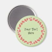 Watermelon Green Pieces Circle Text Magnet (Vorderseite/Rückseite)