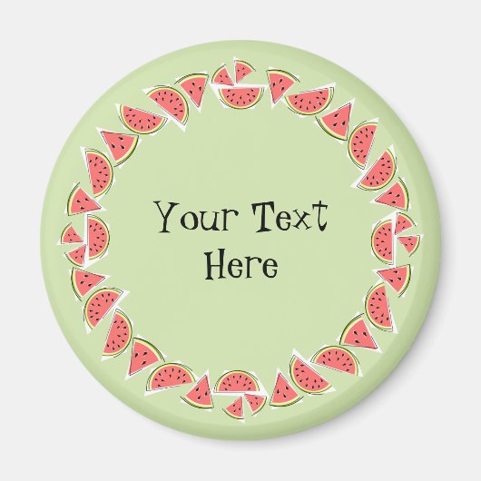 Watermelon Green Pieces Circle Text Magnet (Vorne)
