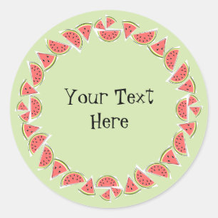 Watermelon Green Pieces Circle Text Runder Aufkleber
