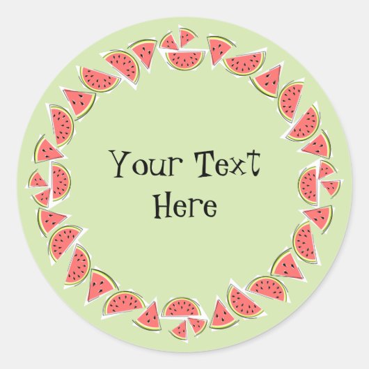 Watermelon Green Pieces Circle Text Runder Aufkleber (Vorderseite)