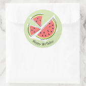 Watermelon Green Pieces Happy Birthday Runde Runder Aufkleber (Tasche)