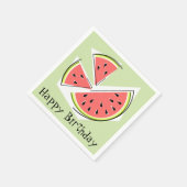 Watermelon Green Pieces Happy Birthday Serviette (Ecke)