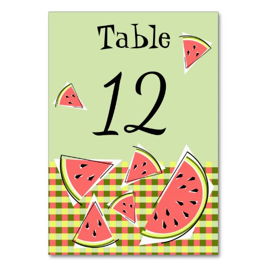 Watermelon Green Pieces Karo Tischnummer (Vorderseite)