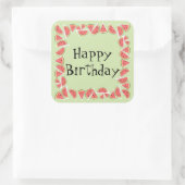 Watermelon Green Pieces Square Happy Birthday Quadratischer Aufkleber (Tasche)