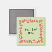 Watermelon Green Pieces Square Text Magnet (Vorderseite/Rückseite)