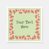 Watermelon Green Pieces Square Text Serviette (Vorderseite)