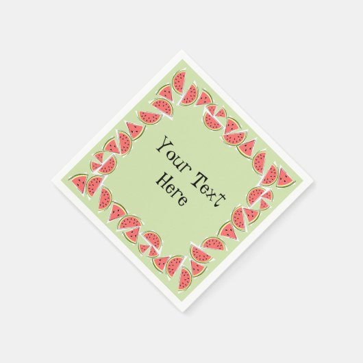 Watermelon Green Pieces Square Text Serviette (Ecke)