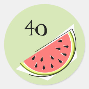 Watermelon Green Slice Age 40 Aufkleber rund