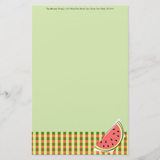 Watermelon Green Slice Karo Textartikel Briefpapier (Vorderseite)