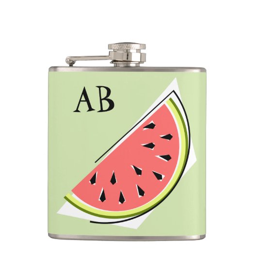 Watermelon Green Slice Monogram Flachmann (Vorderseite)