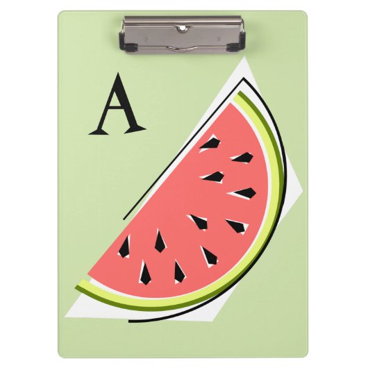 Watermelon Green Slice Monogram Klemmbrett (Vorderseite)