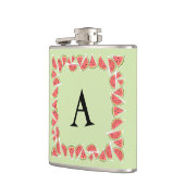 Watermelon Green Square Monogram Flachmann (Links)
