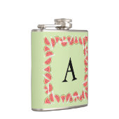 Watermelon Green Square Monogram Flachmann (Rechts)