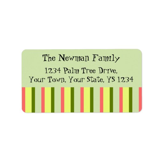 Watermelon Green Stripe Classic Adressaufkleber (Vorne)