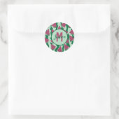 Watermelon-grüner Monogramm-Aufkleber Runder Aufkleber (Tasche)